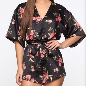 Be My Distraction Floral Satin Romper